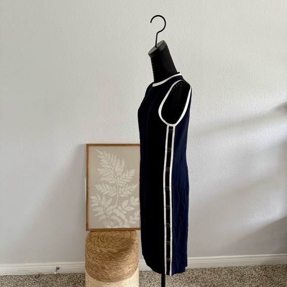 Veronica Beard Blue and White Sheath Dress with Slit - Picture 3 of 7